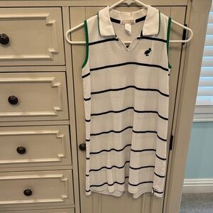 The Beaufort Bonnet Company White and Navy Striped Dress
